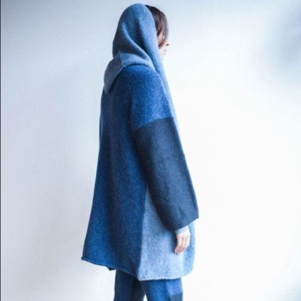 Rare Lauren Manoogian Blue Colorblock Capote Coat